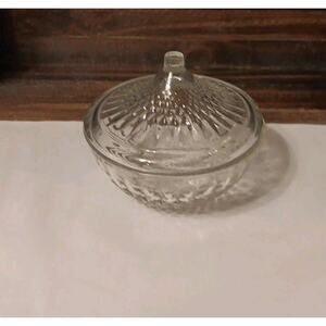 Vintage Crystal Cut Diamond Design Candy Dish W Lid 5"